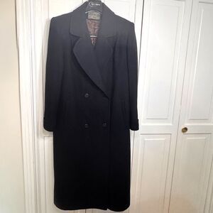 VTG Signature Expressions Petite100% Wool Black Overcoat 10P Paisley Lining  USA